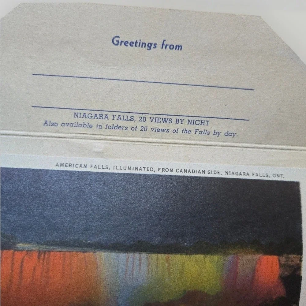 1938 Curt Teich Niagara Falls 20 Pk Linen Postcard Folder Chicago USA Depression